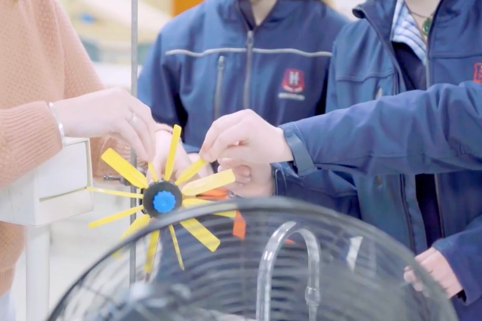 Wind Turbine Close Up And Hands