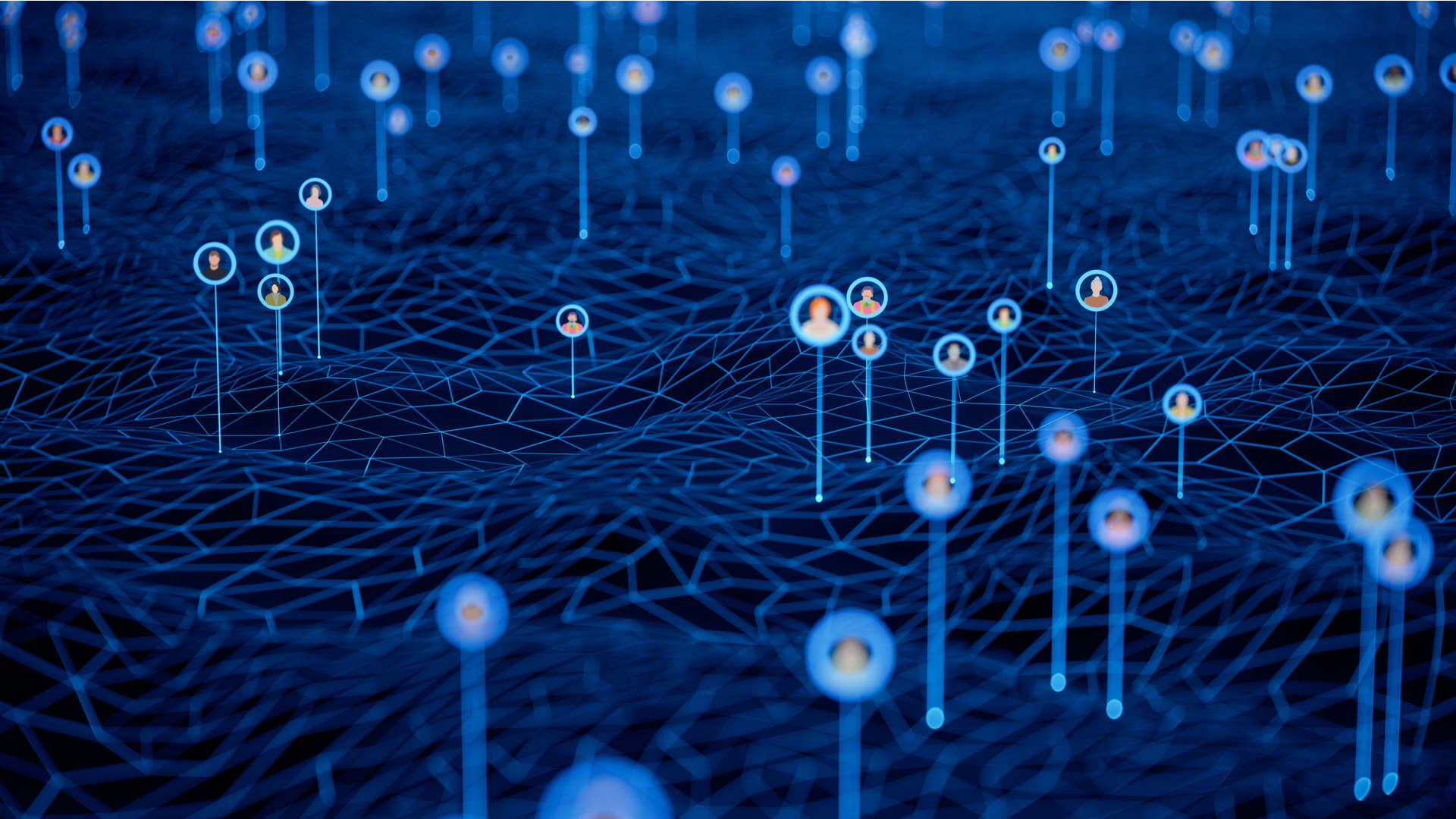 Network of nodes with people icons