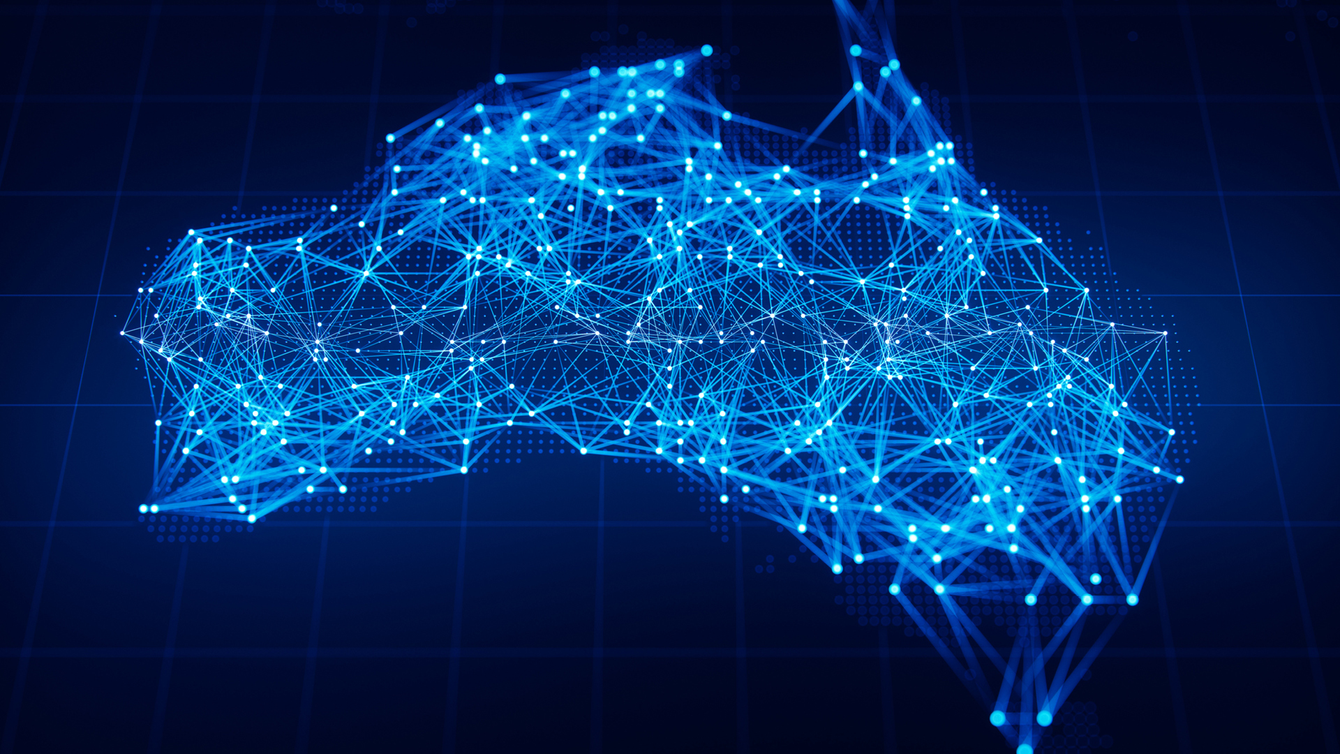 Illustration of map of Australia shown as a network of nodes