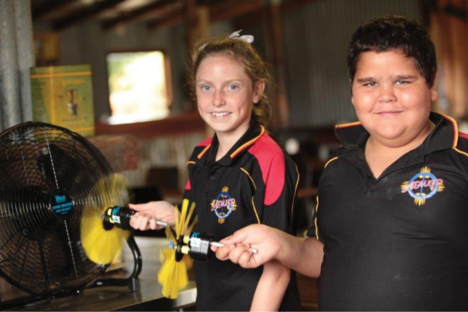 Two Students And Turbine Blades