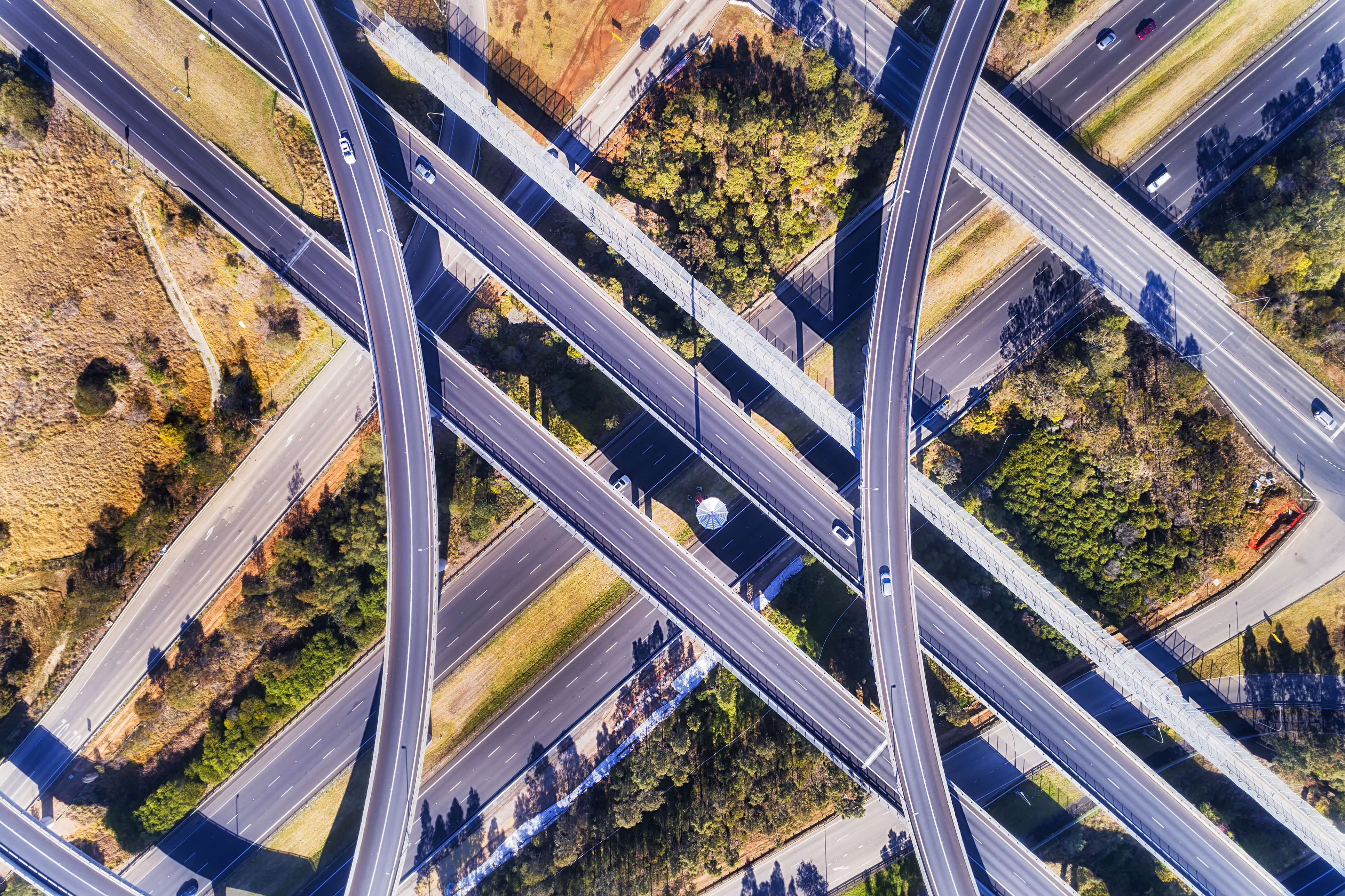 Aerial photo of a road junction